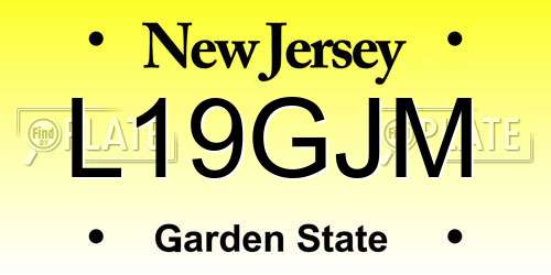 L19GJM New Jersey License Plate