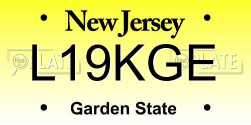 L19KGE New Jersey License Plate