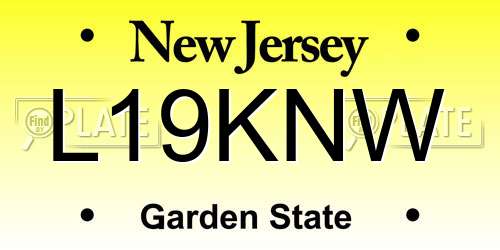 L19KNW New Jersey License Plate