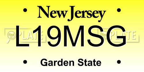 L19MSG New Jersey License Plate