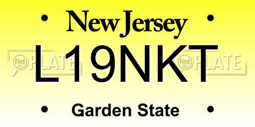 L19NKT New Jersey License Plate