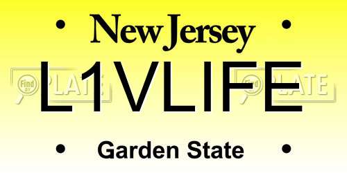 L1VLIFE New Jersey License Plate