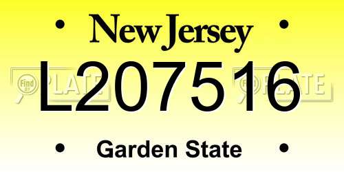 L207516 New Jersey License Plate