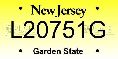 L20751G New Jersey License Plate