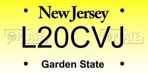 L20CVJ New Jersey License Plate