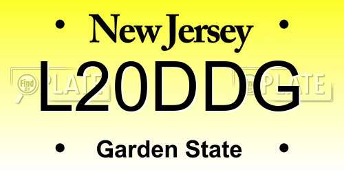 L20DDG New Jersey License Plate