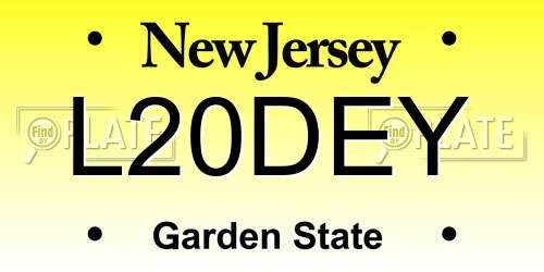 L20DEY New Jersey License Plate