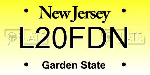 L20FDN New Jersey License Plate