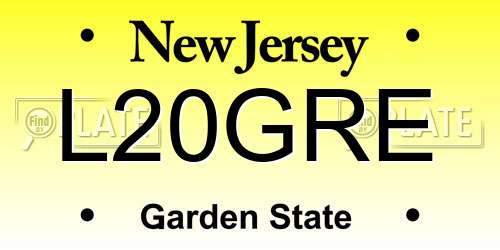 L20GRE New Jersey License Plate