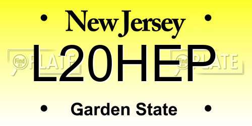 L20HEP New Jersey License Plate