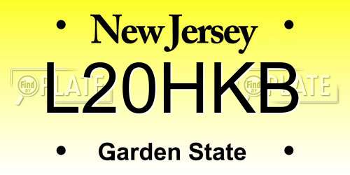 L20HKB New Jersey License Plate
