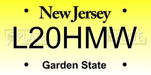 L20HMW New Jersey License Plate