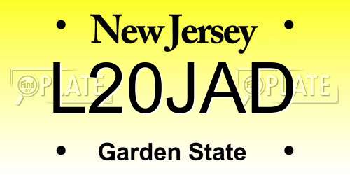 L20JAD New Jersey License Plate