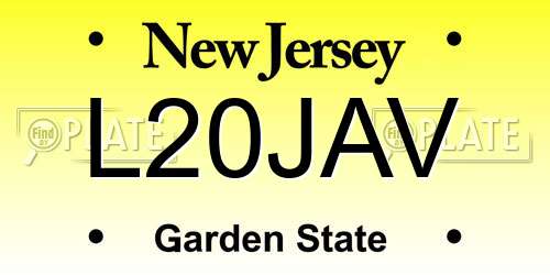 L20JAV New Jersey License Plate