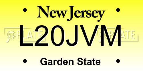 L20JVM New Jersey License Plate