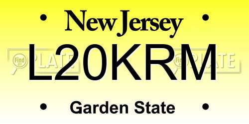 L20KRM New Jersey License Plate
