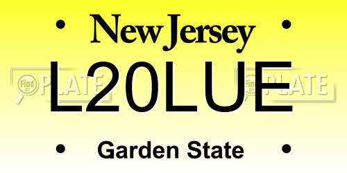 L20LUE New Jersey License Plate
