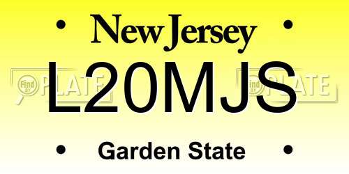 L20MJS New Jersey License Plate