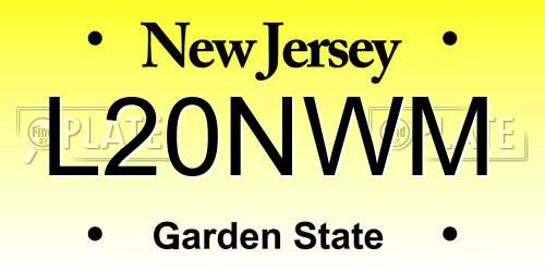 L20NWM New Jersey License Plate