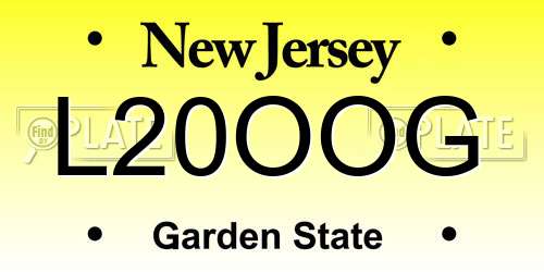 L20OOG New Jersey License Plate