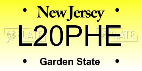 L20PHE New Jersey License Plate