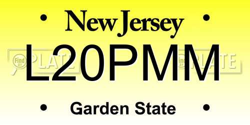 L20PMM New Jersey License Plate