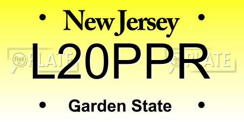 L20PPR New Jersey License Plate