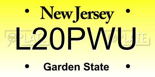 L20PWU New Jersey License Plate