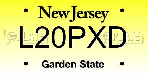 L20PXD New Jersey License Plate