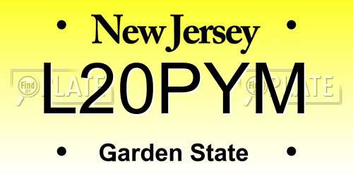 L20PYM New Jersey License Plate