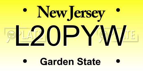 L20PYW New Jersey License Plate