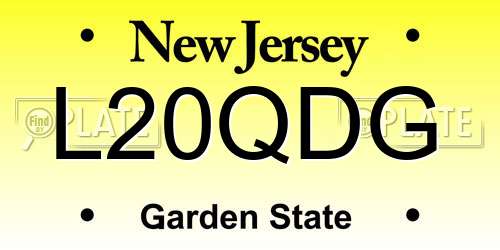 L20QDG New Jersey License Plate