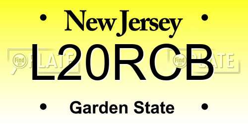 L20RCB New Jersey License Plate