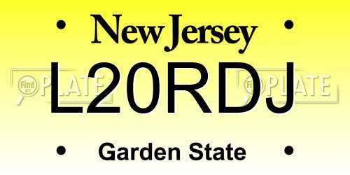 L20RDJ New Jersey License Plate