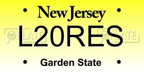 L20RES New Jersey License Plate