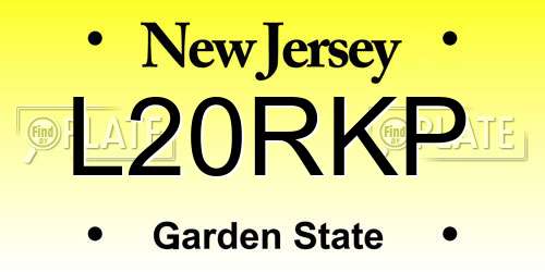 L20RKP New Jersey License Plate
