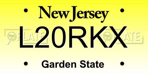 L20RKX New Jersey License Plate