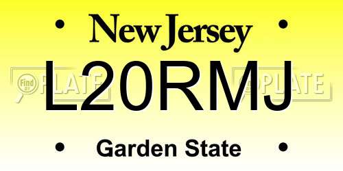 L20RMJ New Jersey License Plate