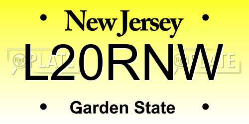 L20RNW New Jersey License Plate