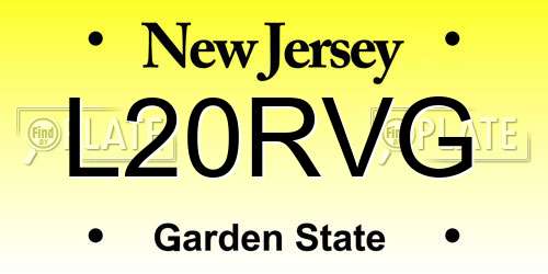 L20RVG New Jersey License Plate