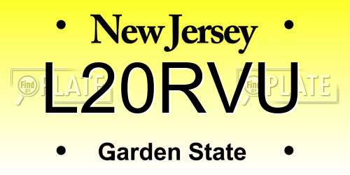 L20RVU New Jersey License Plate
