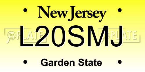 L20SMJ New Jersey License Plate