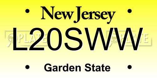 L20SWW New Jersey License Plate