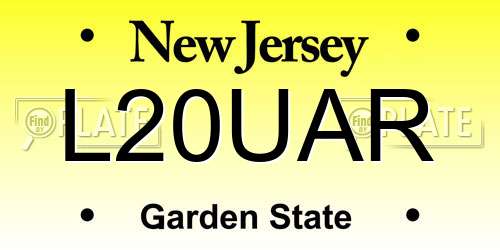 L20UAR New Jersey License Plate