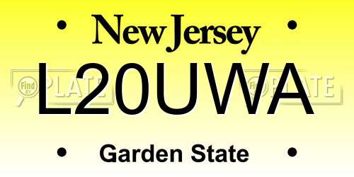 L20UWA New Jersey License Plate