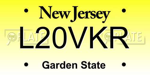 L20VKR New Jersey License Plate