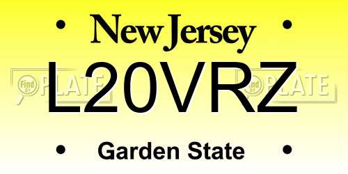 L20VRZ New Jersey License Plate