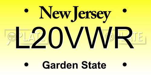 L20VWR New Jersey License Plate