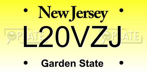 L20VZJ New Jersey License Plate