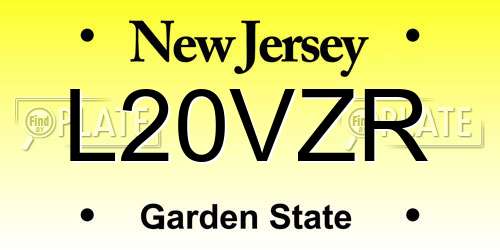 L20VZR New Jersey License Plate